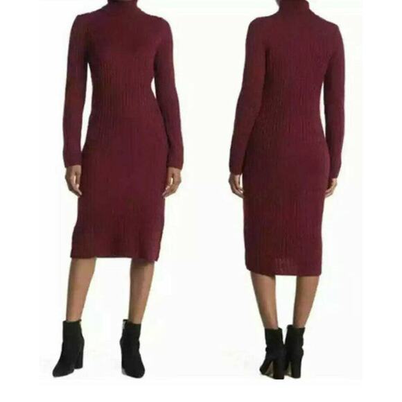 BB Dakota by Steve Madden Knit Turtleneck Midi Sweater Dress Sz Small Wine NWT - Picture 4 of 6